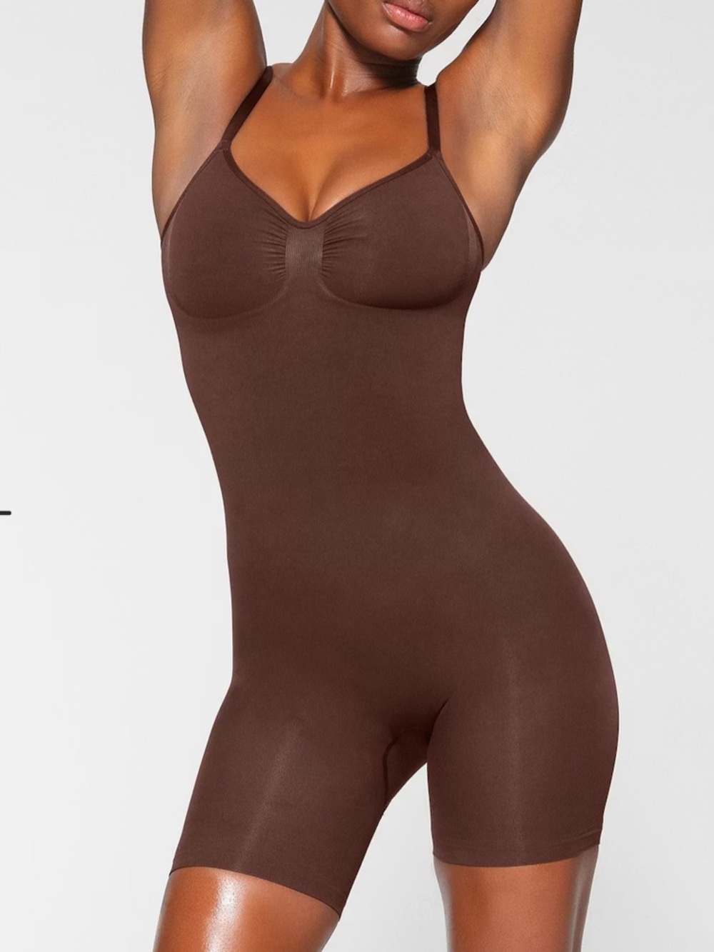 Skims Seamless Sculpt Mid Thigh Body Suit Cocoa Color Size Small